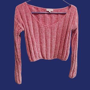 Better Be Womens Long Sleeve crop  Sweater Size Small Color Pink